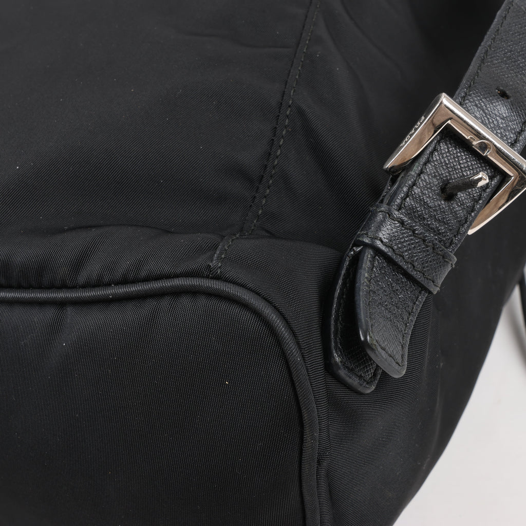 Prada Tessuto Fabric x Leather Backpack in Black