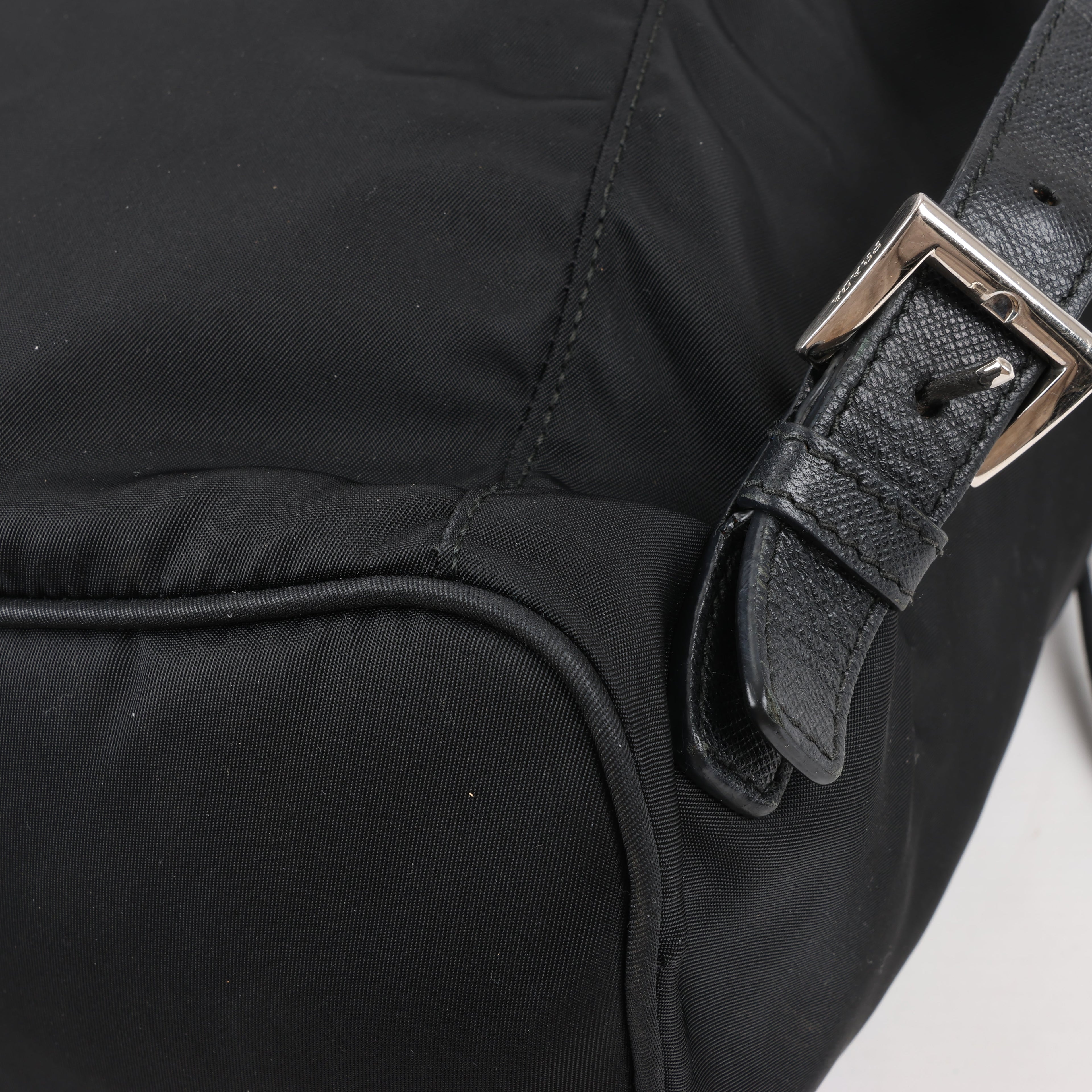 Prada Tessuto Fabric x Leather Backpack in Black
