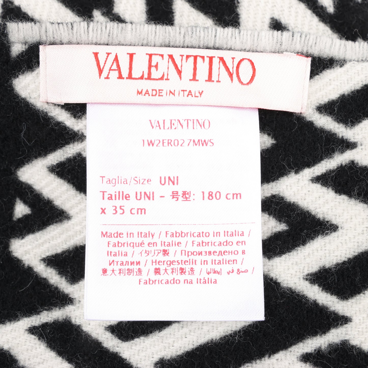 Valentino Garavani V logo Scarf Wool & Cashmere Black × White