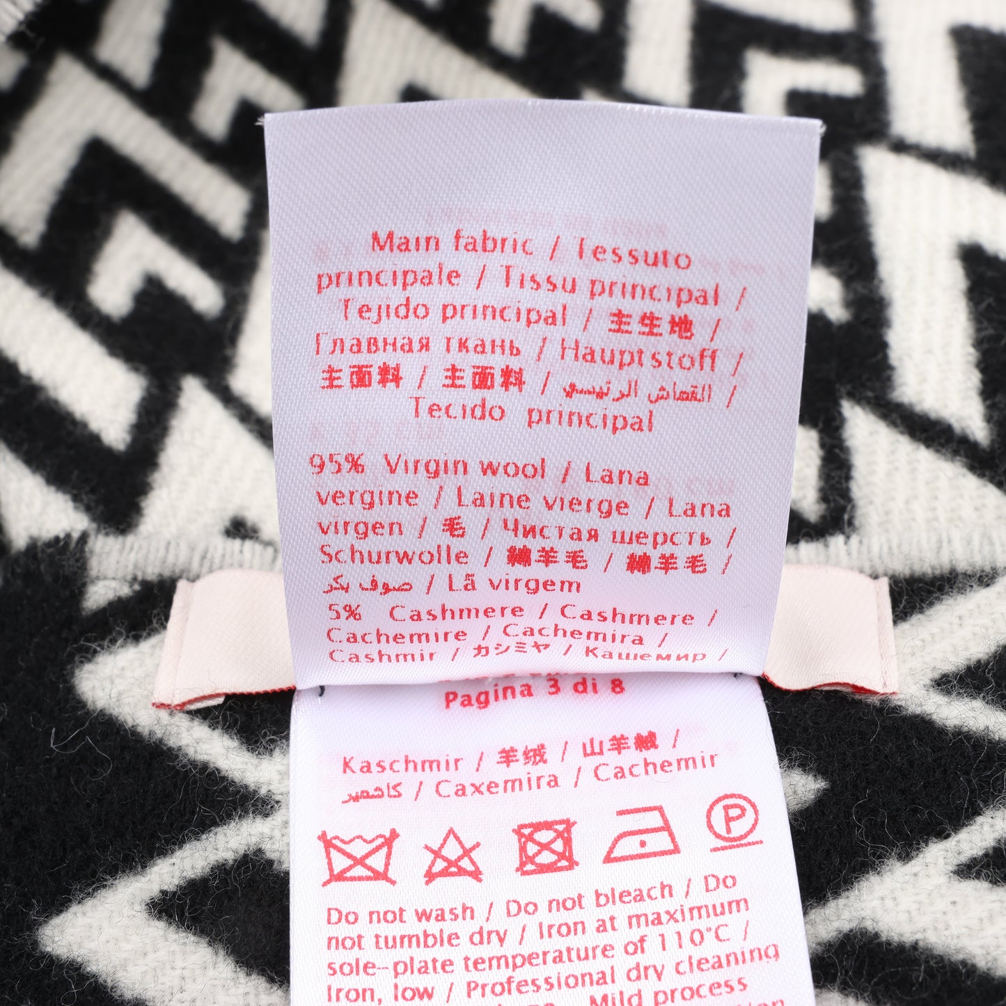 Valentino Garavani V logo Scarf Wool & Cashmere Black × White