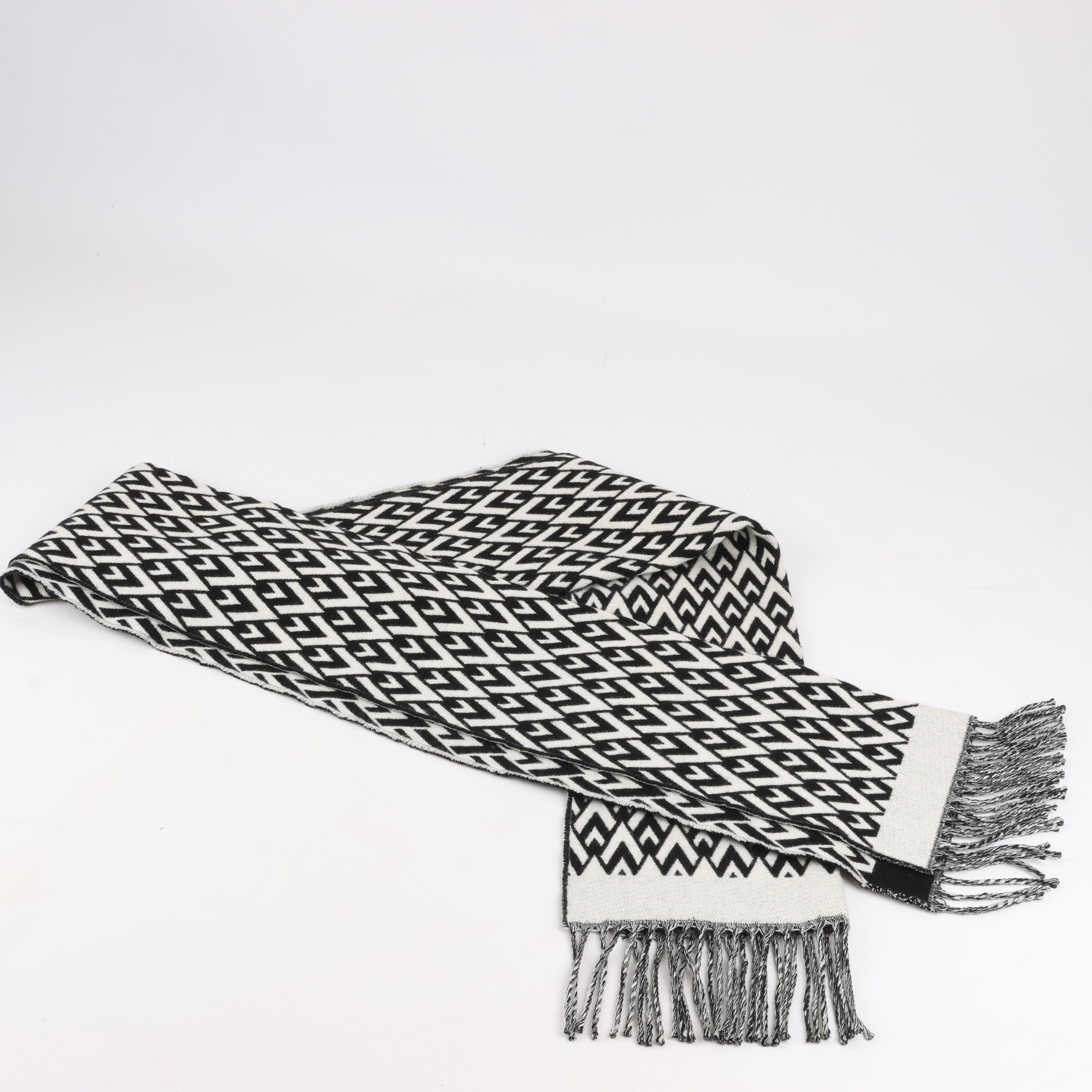 Valentino Garavani V logo Scarf Wool & Cashmere Black × White