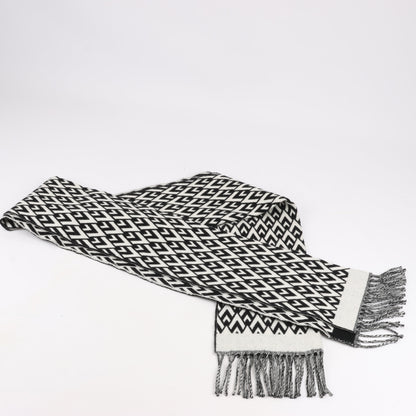 Valentino Garavani V logo Scarf Wool & Cashmere Black × White