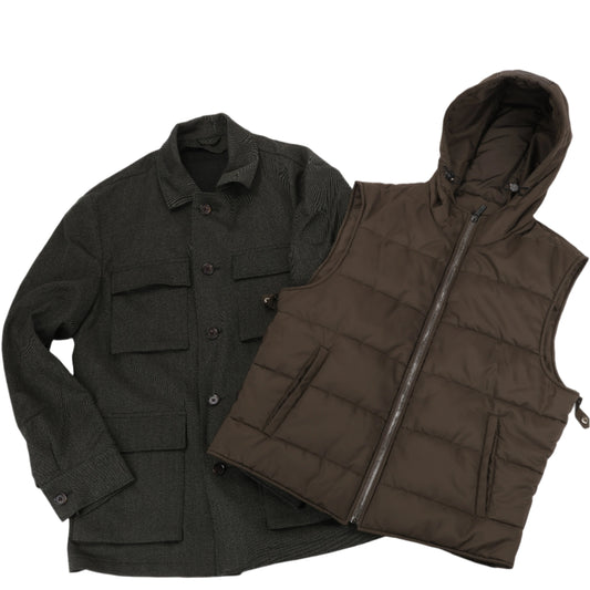 CC Collection Corneliani Wool Jacket with Removable Puffer Vest, Size 50