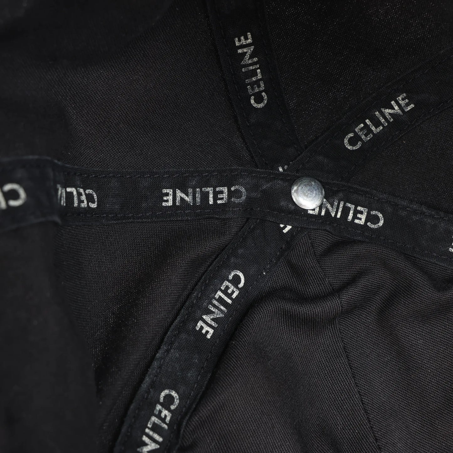 CELINE Embroidered Logo Adjustable Hat in Black