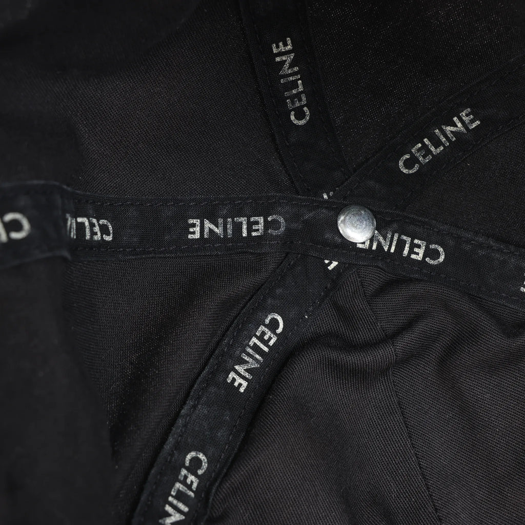 CELINE Embroidered Logo Adjustable Hat in Black