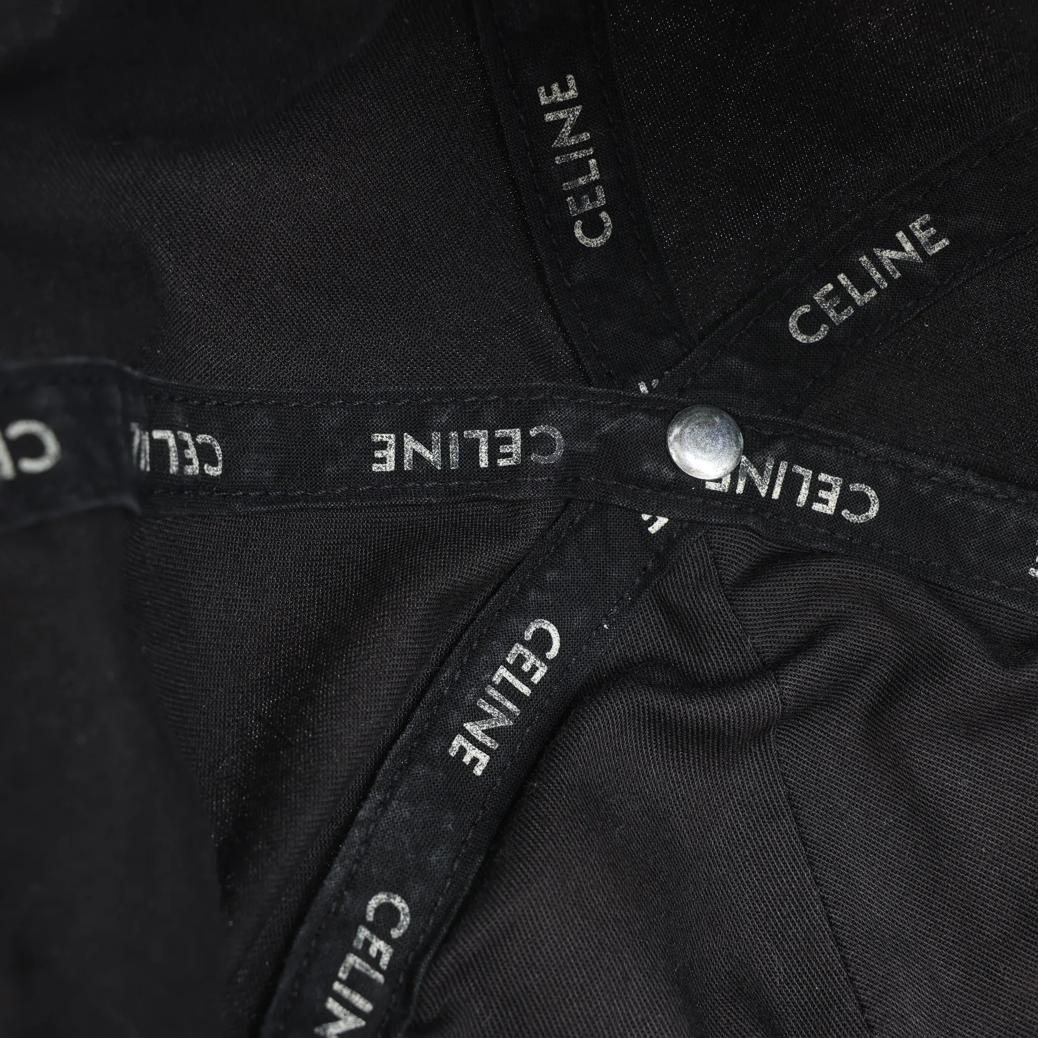 CELINE Embroidered Logo Adjustable Hat in Black