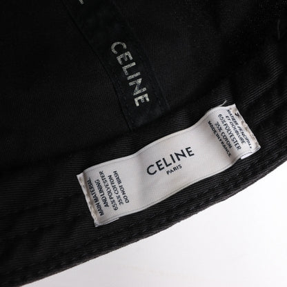CELINE Embroidered Logo Adjustable Hat in Black