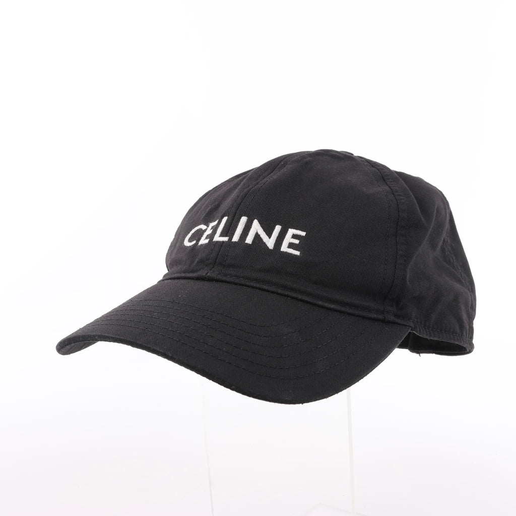 CELINE Embroidered Logo Adjustable Hat in Black
