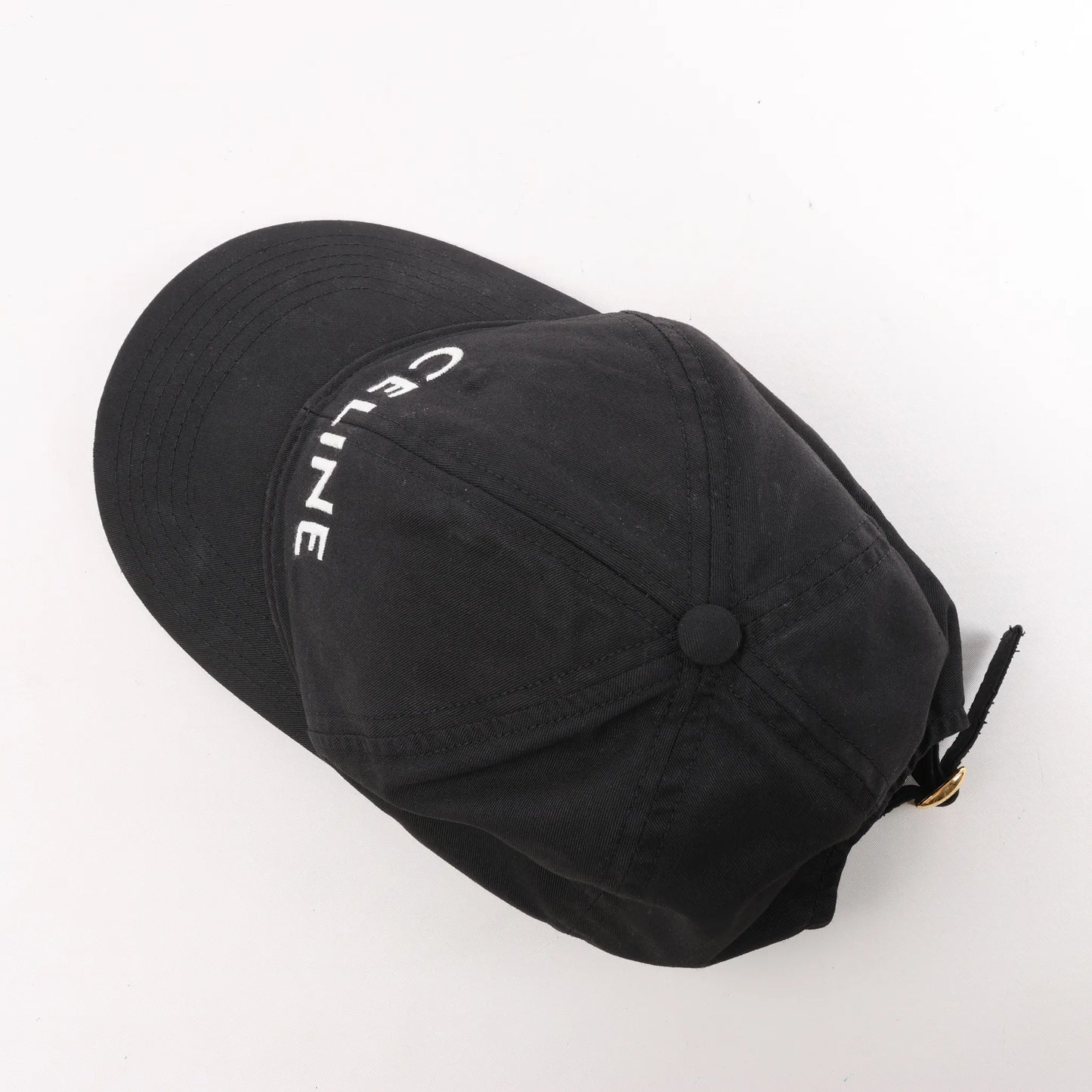 CELINE Embroidered Logo Adjustable Hat in Black