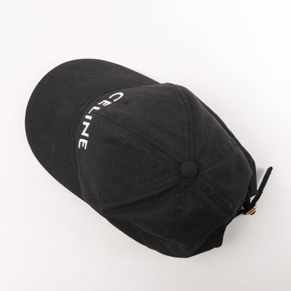 CELINE Embroidered Logo Adjustable Hat in Black