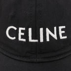 CELINE Embroidered Logo Adjustable Hat in Black