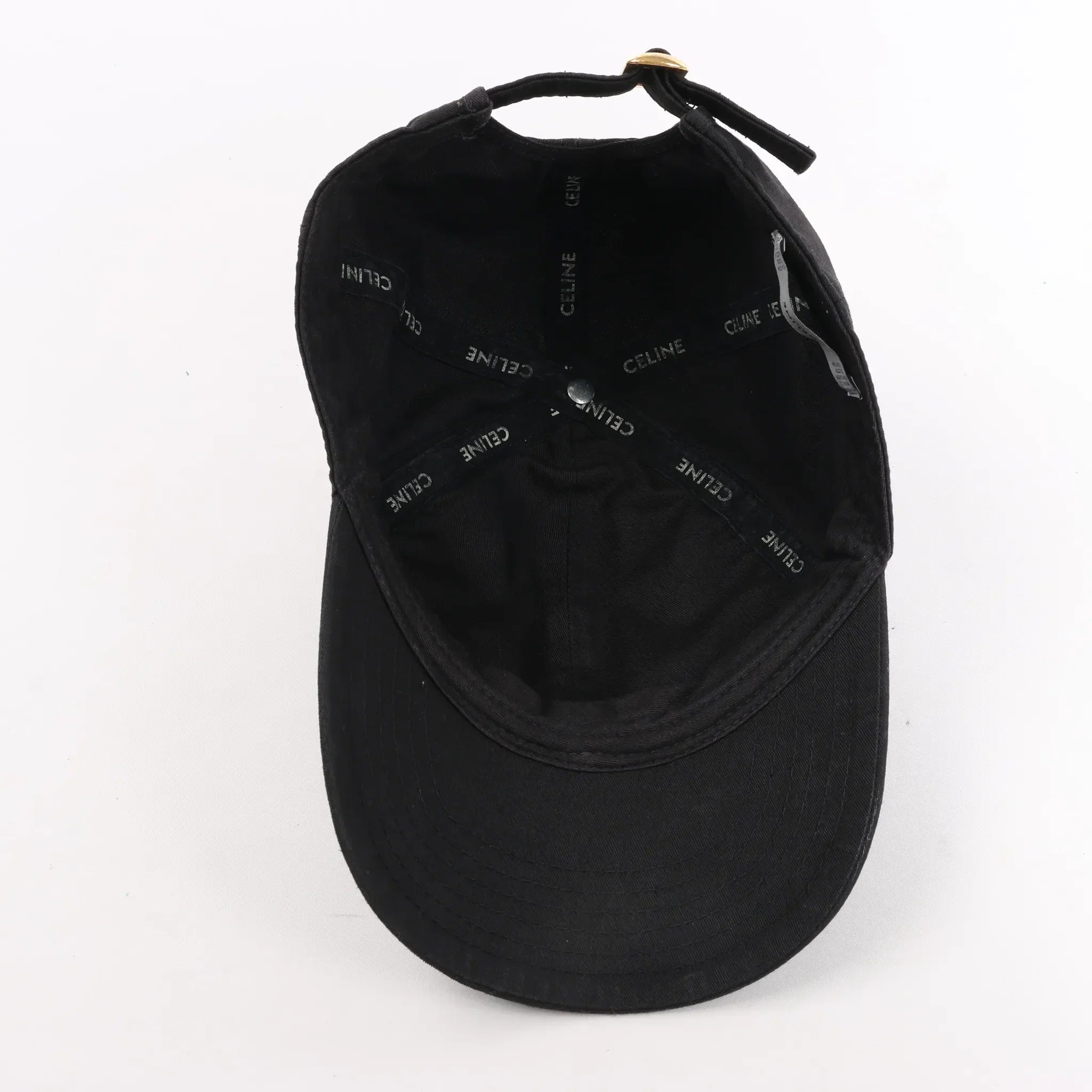 CELINE Embroidered Logo Adjustable Hat in Black