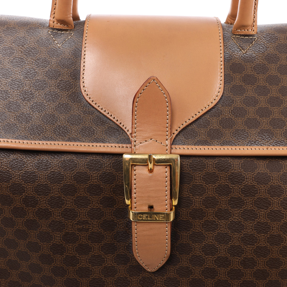 CELINE Macadam Top Handle Briefcase Handbag in Brown