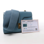 CELINE Soft 16 Teen Leather Shoulder Bag in Blue