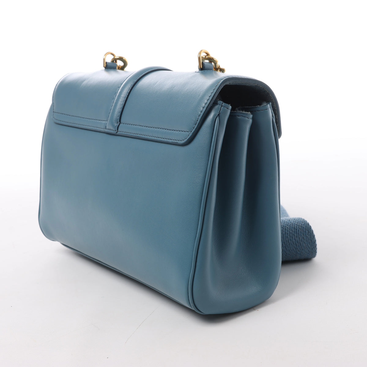CELINE Soft 16 Teen Leather Shoulder Bag in Blue