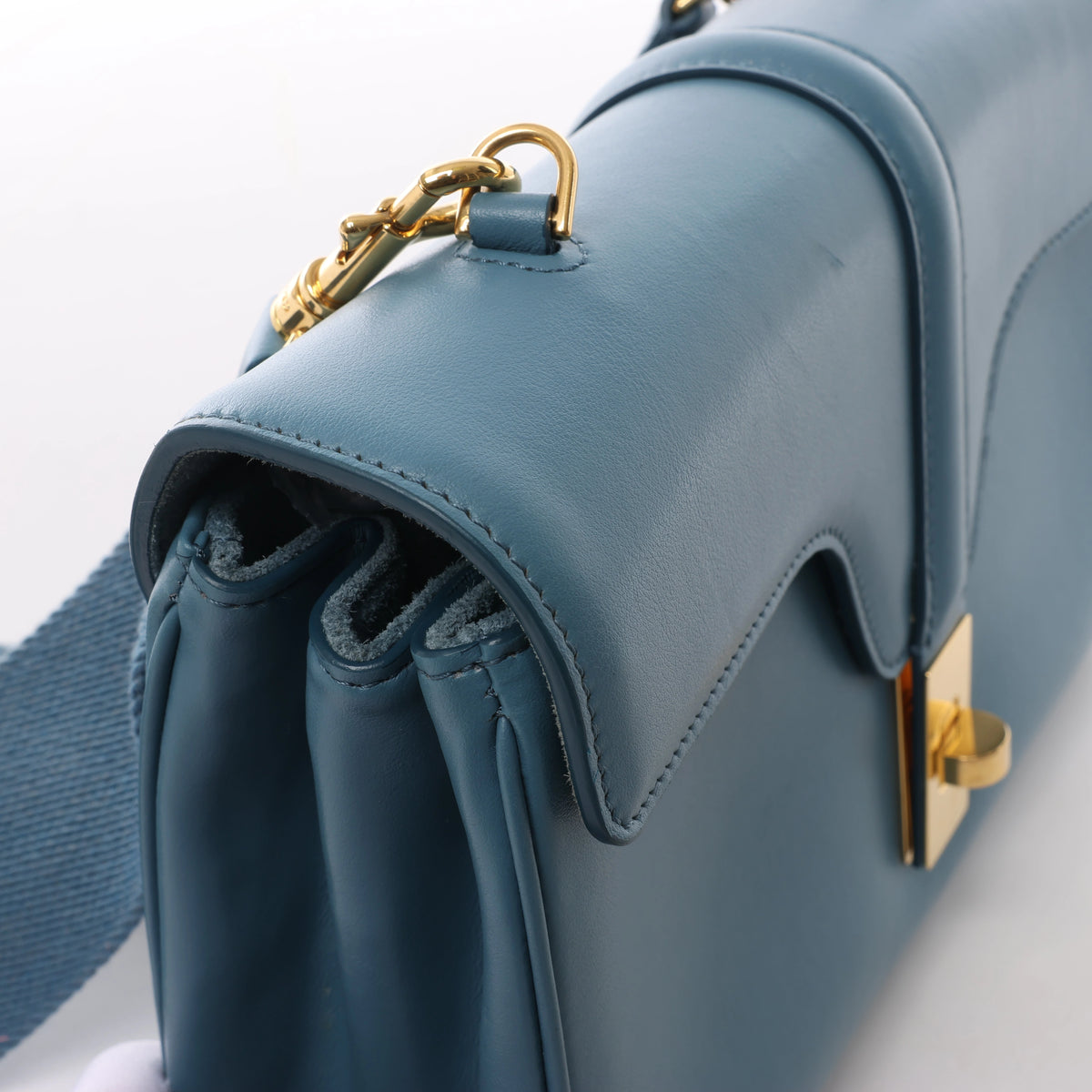 CELINE Soft 16 Teen Leather Shoulder Bag in Blue