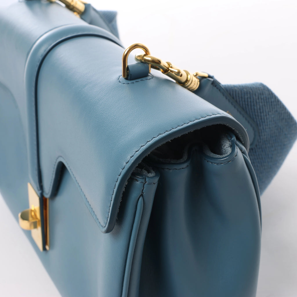 CELINE Soft 16 Teen Leather Shoulder Bag in Blue