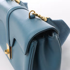 CELINE Soft 16 Teen Leather Shoulder Bag in Blue