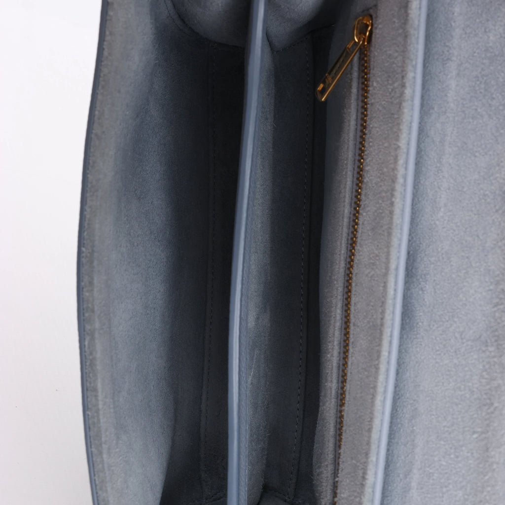 CELINE Soft 16 Teen Leather Shoulder Bag in Light Blue