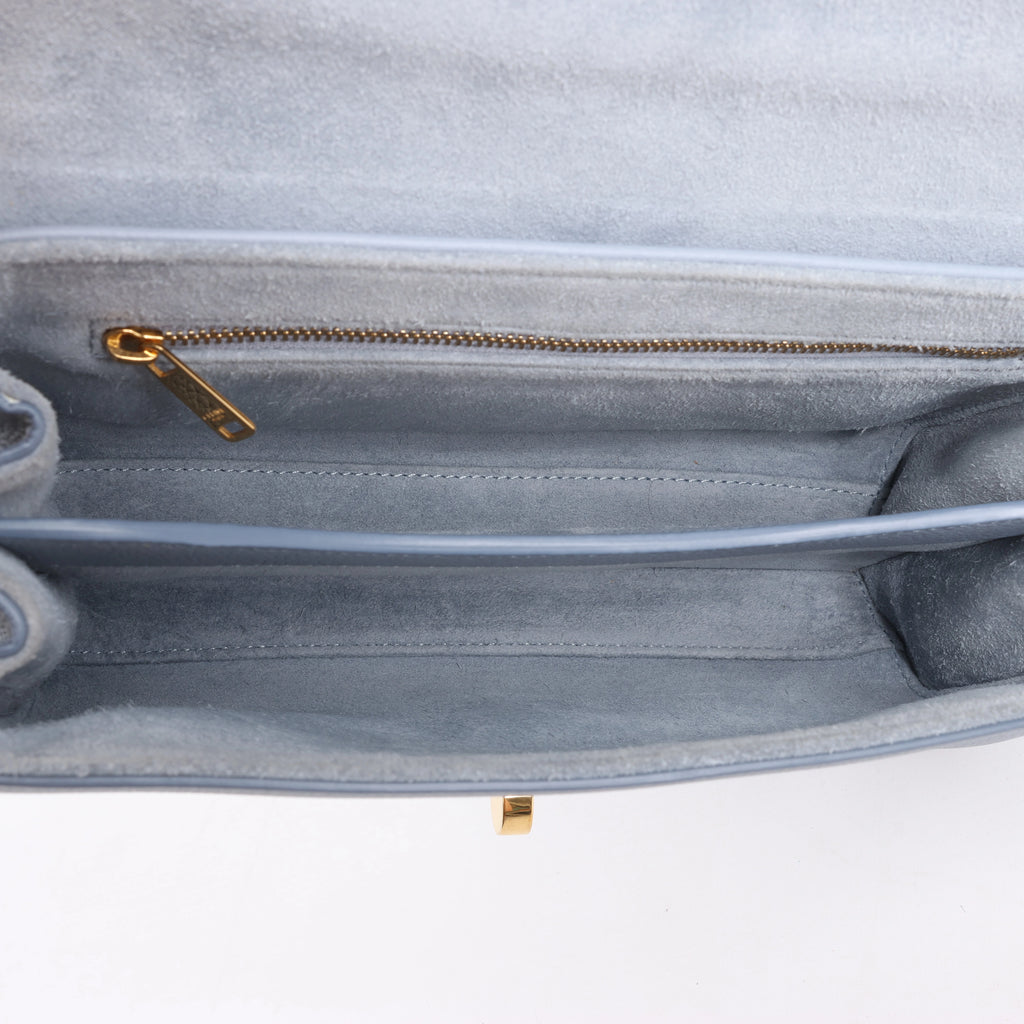 CELINE Soft 16 Teen Leather Shoulder Bag in Light Blue