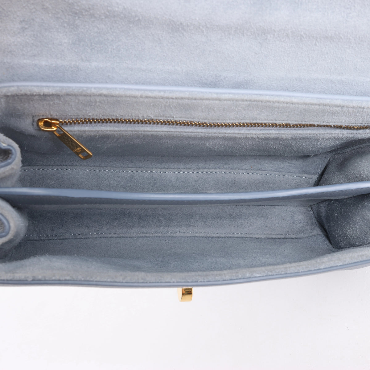 CELINE Soft 16 Teen Leather Shoulder Bag in Light Blue