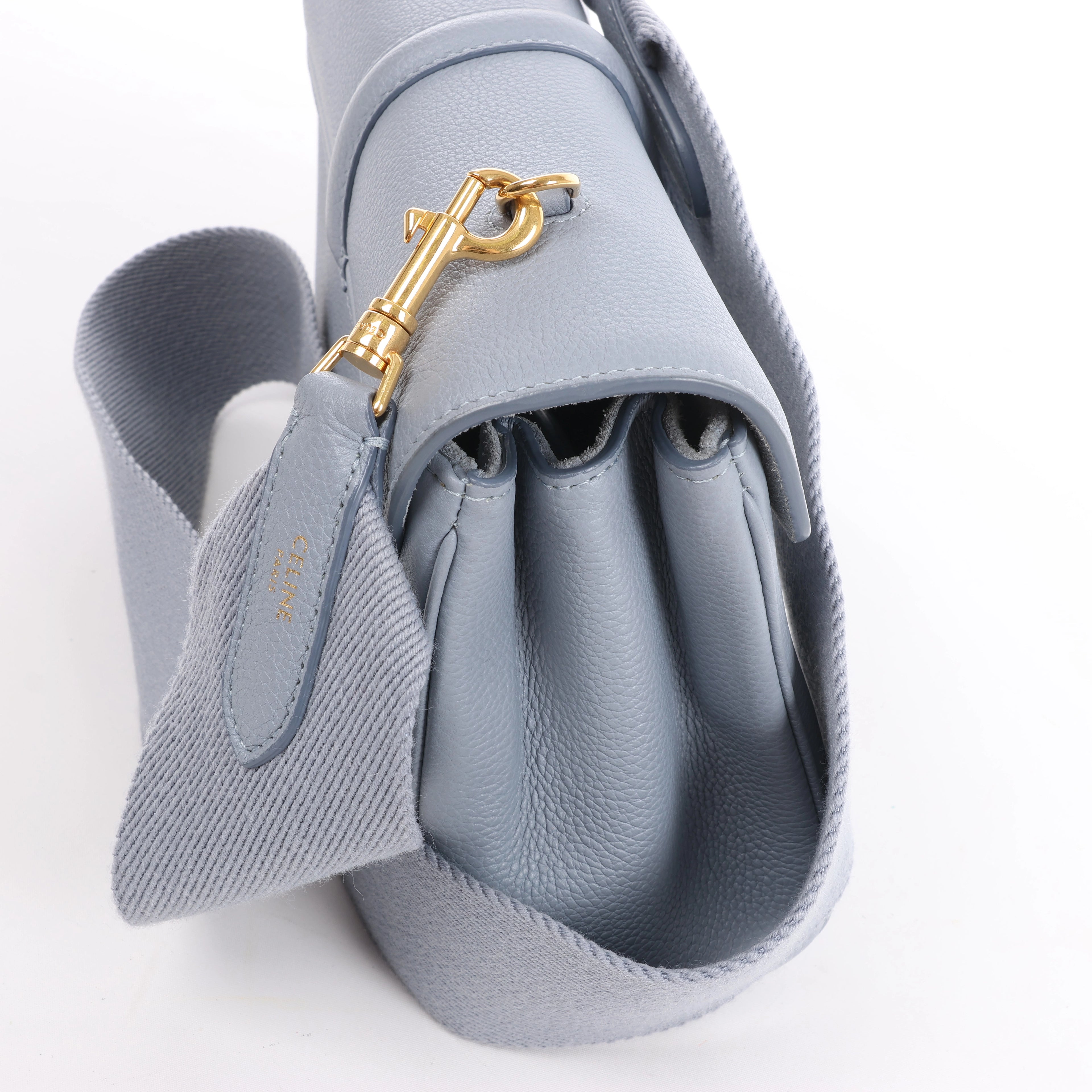 CELINE Soft 16 Teen Leather Shoulder Bag in Light Blue