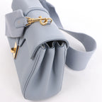 CELINE Soft 16 Teen Leather Shoulder Bag in Light Blue