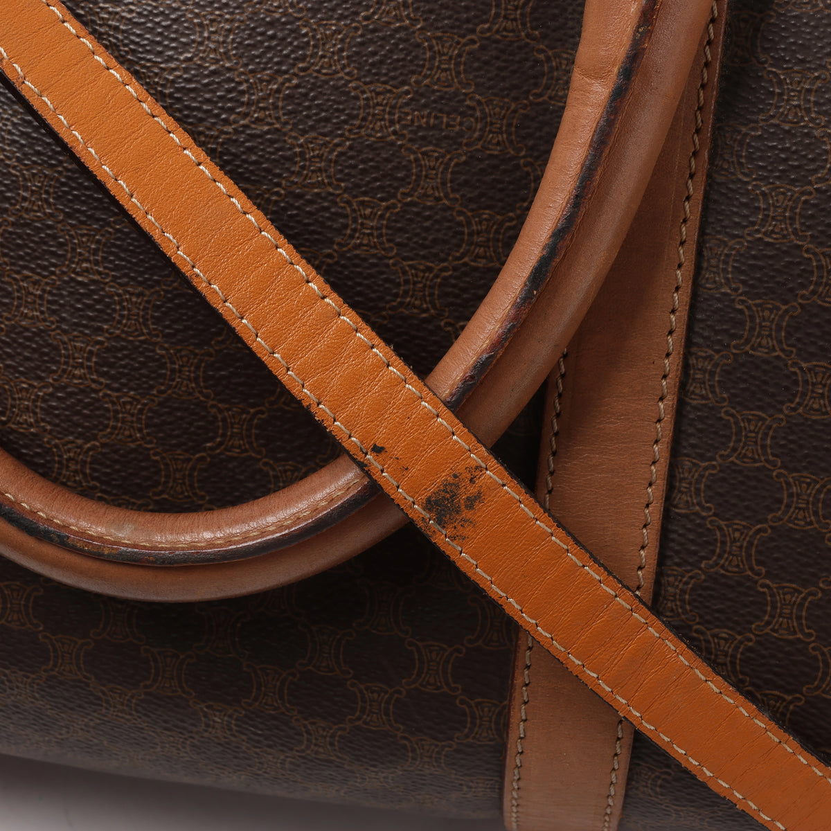 Bolso de viaje Celine Macadam Boston de PVC y piel en marrón