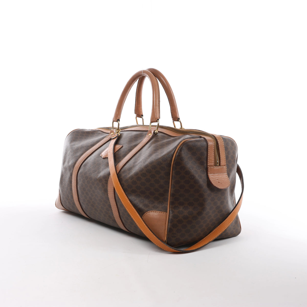 Bolso de viaje Celine Macadam Boston de PVC y piel en marrón