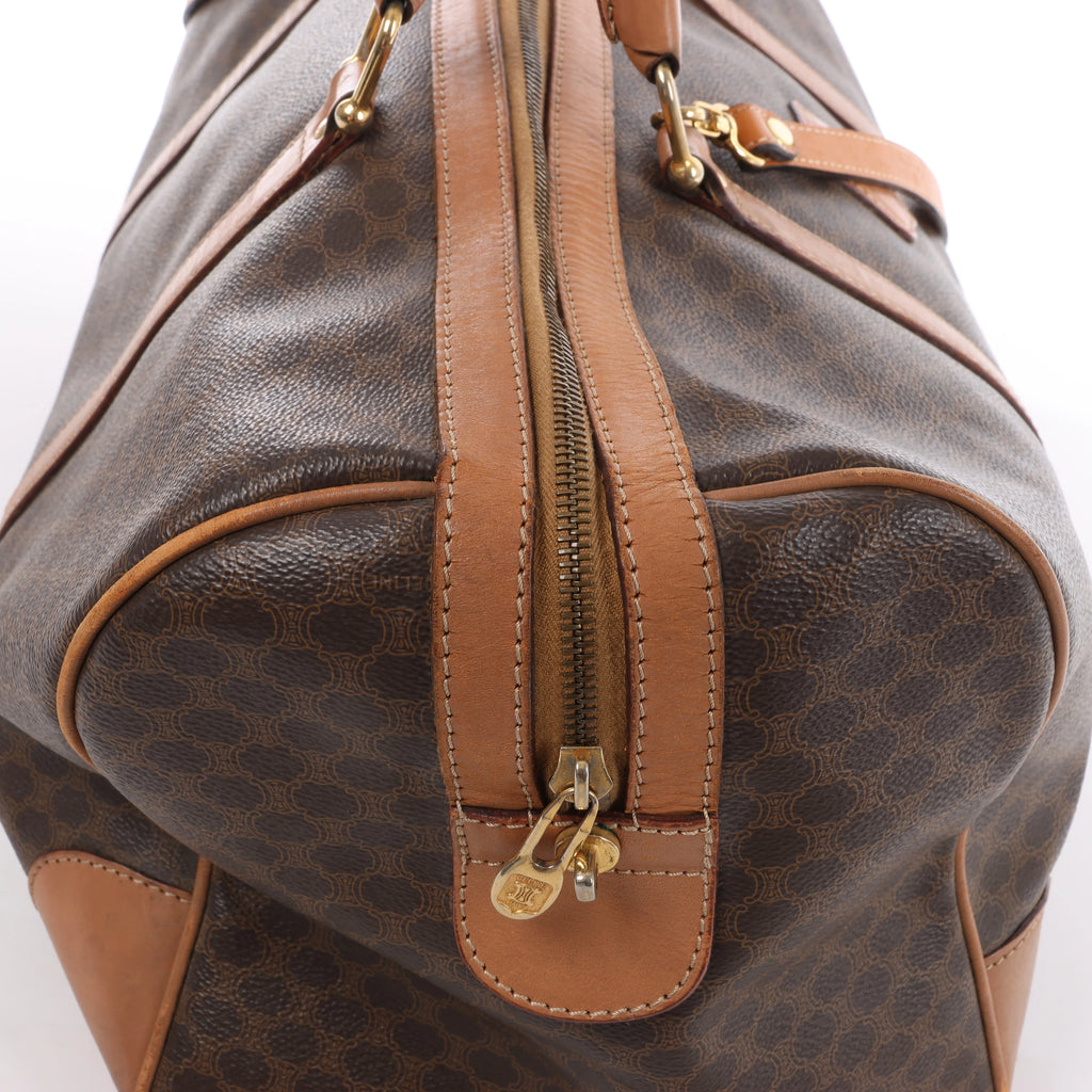 Bolso de viaje Celine Macadam Boston de PVC y piel en marrón