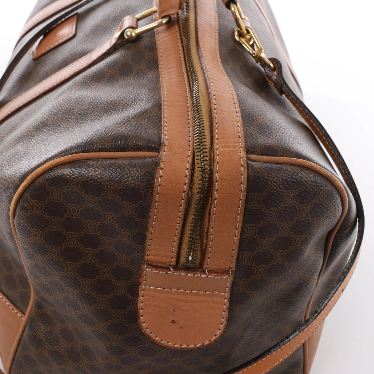 Bolso de viaje Celine Macadam Boston de PVC y piel en marrón