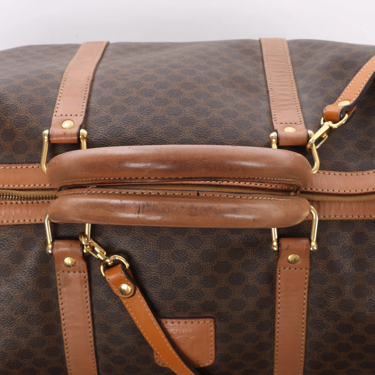 Bolso de viaje Celine Macadam Boston de PVC y piel en marrón