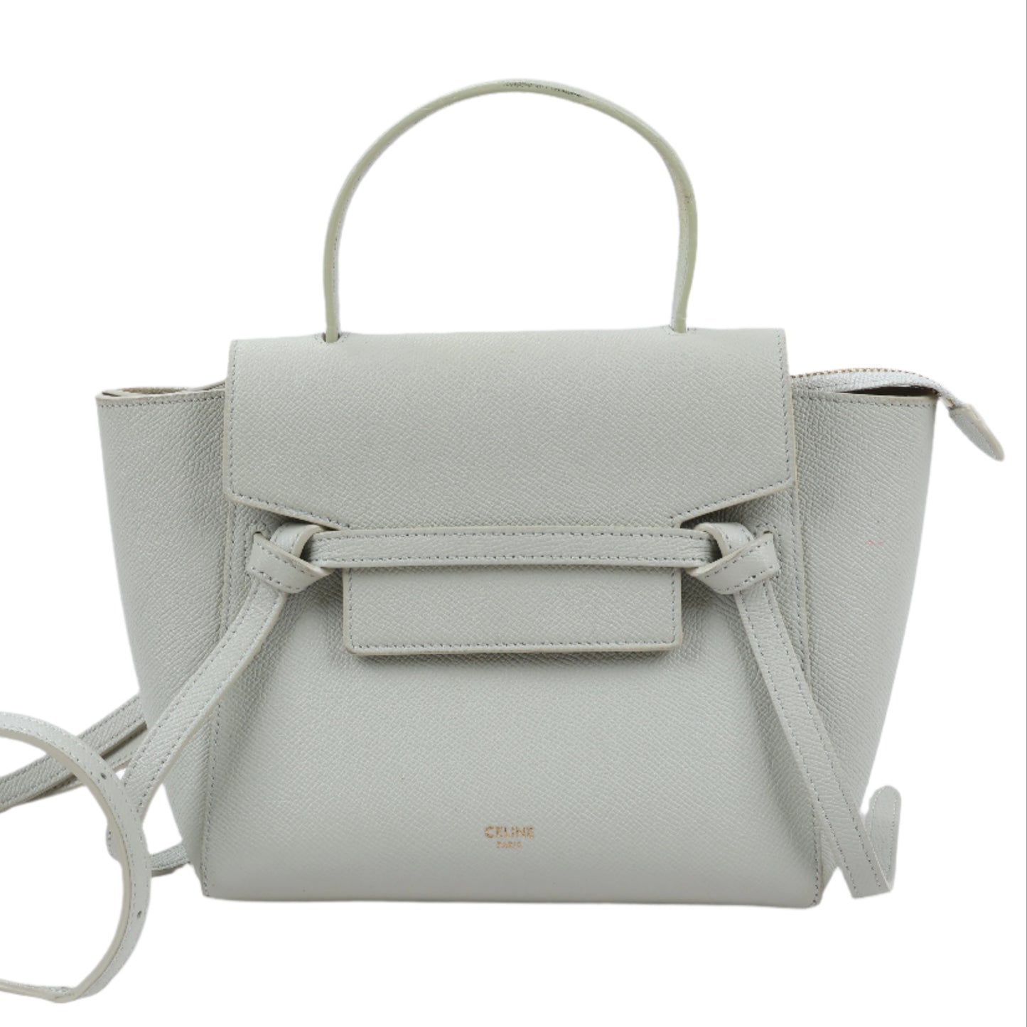 Sac ceinture CELINE Nano 2 voies en cuir de veau grainé, couleur menthe