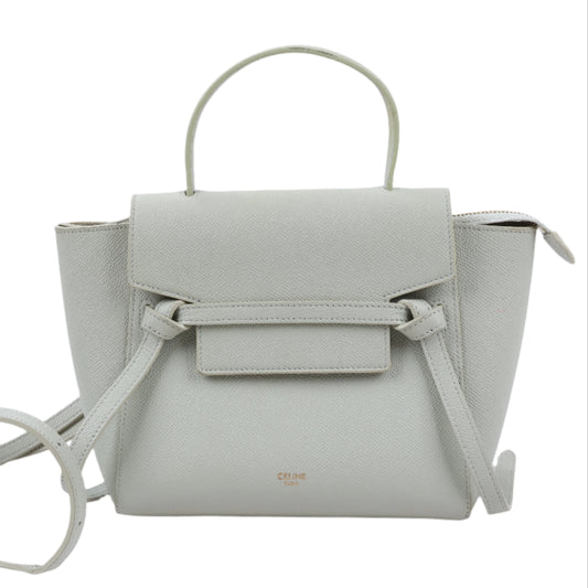CELINE Belt Bag Grained Calfskin Nano 2Way Handbag in Mint