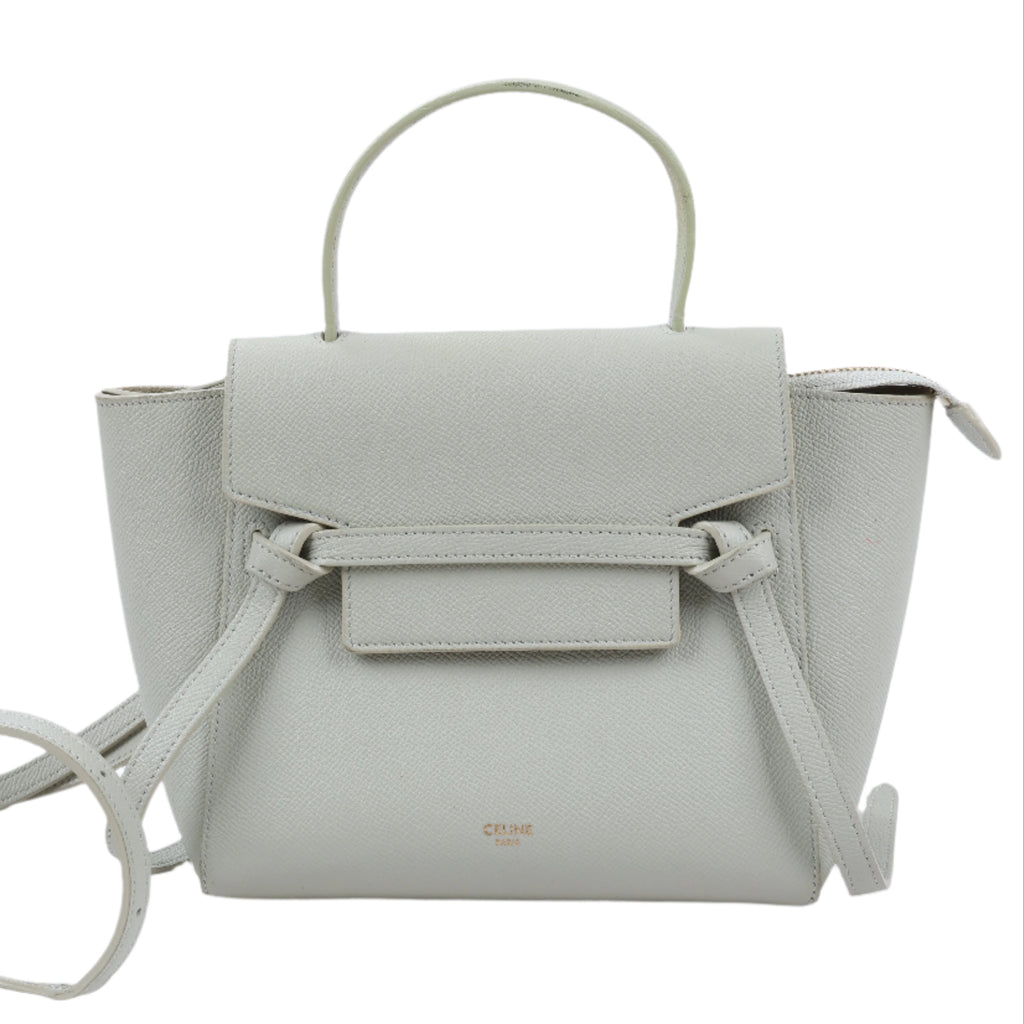 CELINE Belt Bag Grained Calfskin Nano 2Way Handbag in Mint