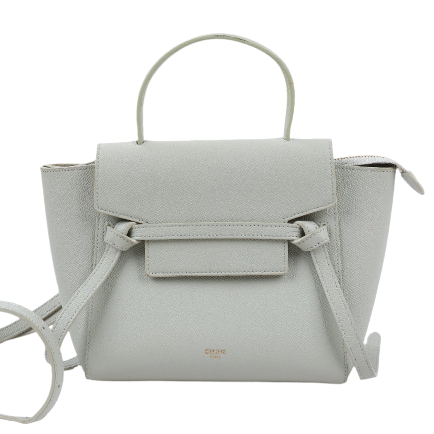 CELINE Belt Bag Grained Calfskin Nano 2Way Handbag in Mint