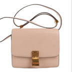 CELINE Classic Box Small Leather Shoulder Bag in Powder Beige