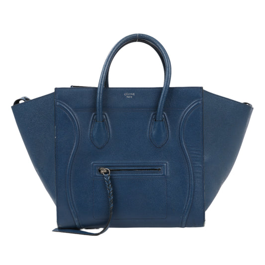 Sac à main CELINE Luggage Phantom Medium en cuir grainé bleu marine
