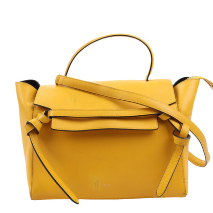 CELINE Smooth Calfskin Mini Belt Bag 2Way Handbag in Yellow