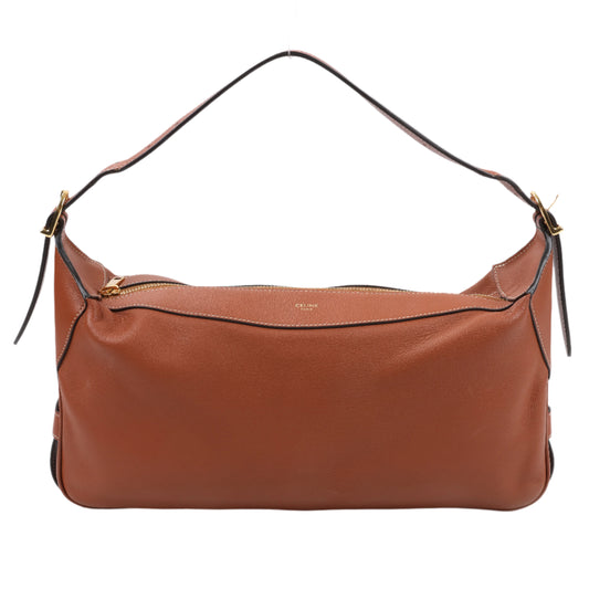 Sac à bandoulière Romy moyen format en cuir de veau souple CELINE marron