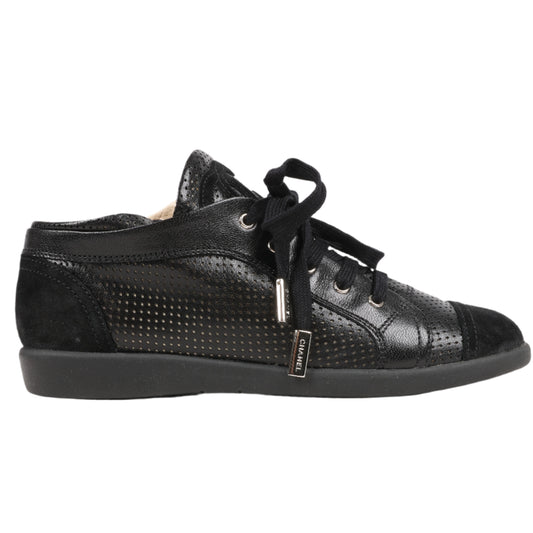 CHANEL Coco Mark 11P Wildleder x Leder Sneakers 37 in Schwarz G25313