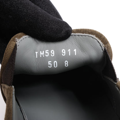 CORNELIANI Suede and Cloth Slip-On Sneakers in Brown, Size 42.5 EU