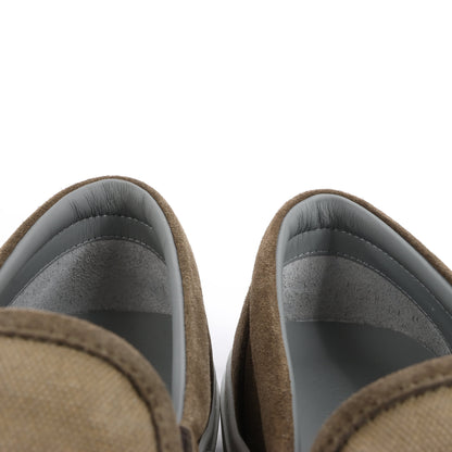 CORNELIANI Suede and Cloth Slip-On Sneakers in Brown, Size 42.5 EU