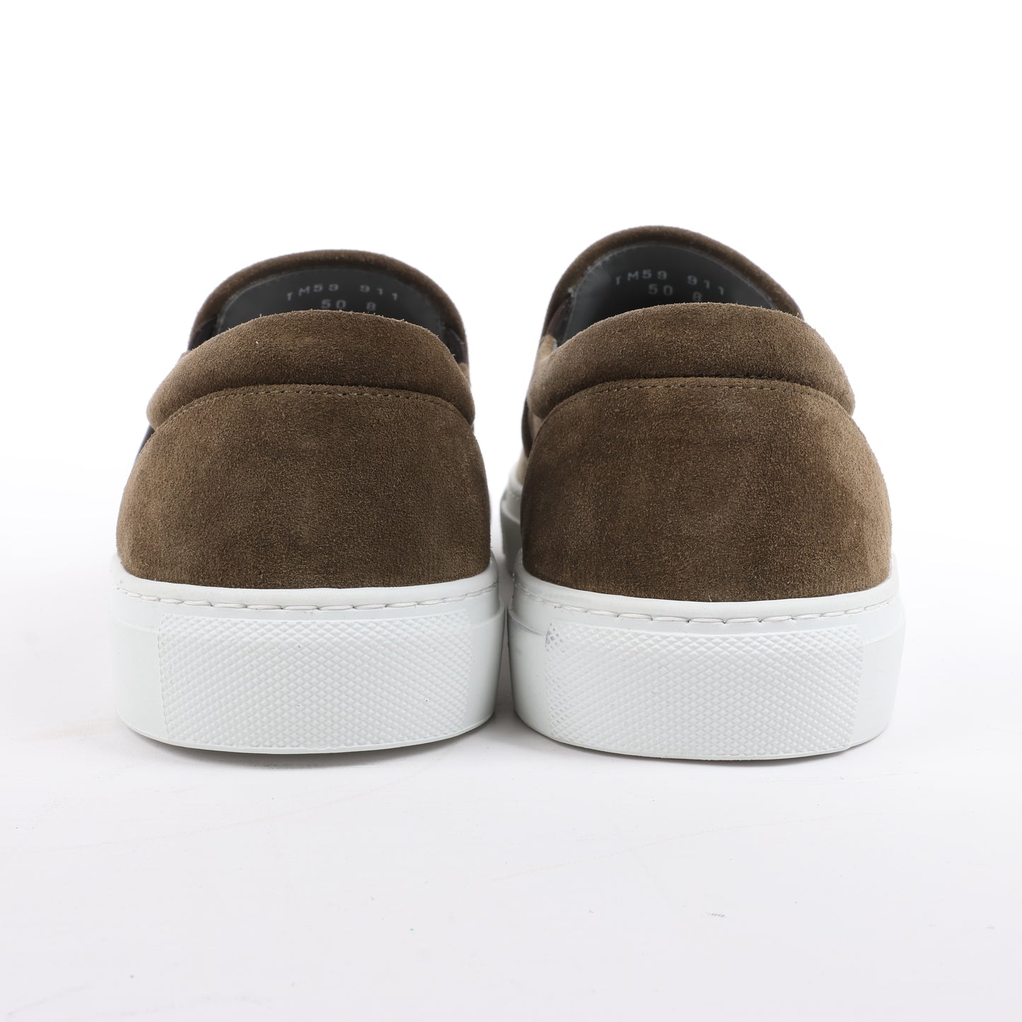 CORNELIANI Suede and Cloth Slip-On Sneakers in Brown, Size 50 EU