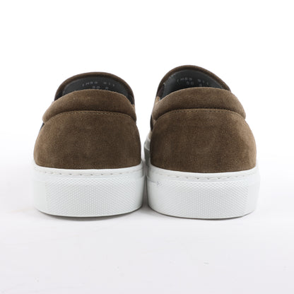CORNELIANI Suede and Cloth Slip-On Sneakers in Brown, Size 50 EU