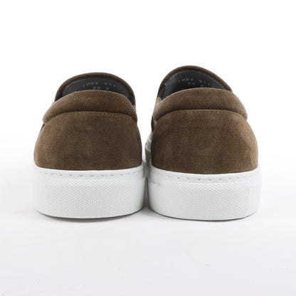 CORNELIANI Suede and Cloth Slip-On Sneakers in Brown, Size 42.5 EU