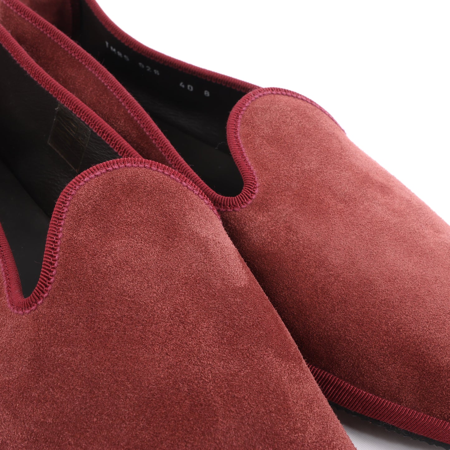 CORNELIANI Velvet Loafers in Burgundy, Size 40 EU