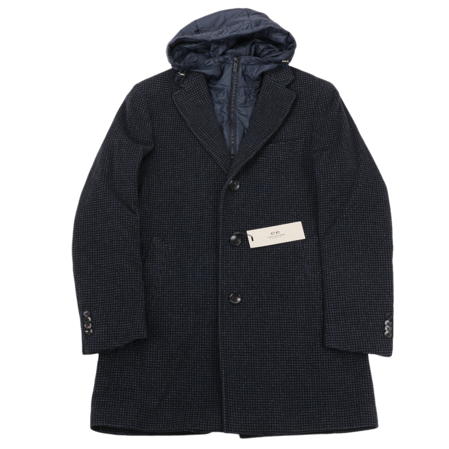 CC Collection Corneliani Wool Coat with Removable Hooded Liner, Size 50