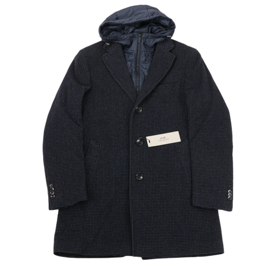CC Collection Corneliani Wool Coat with Removable Hooded Liner, Size 50