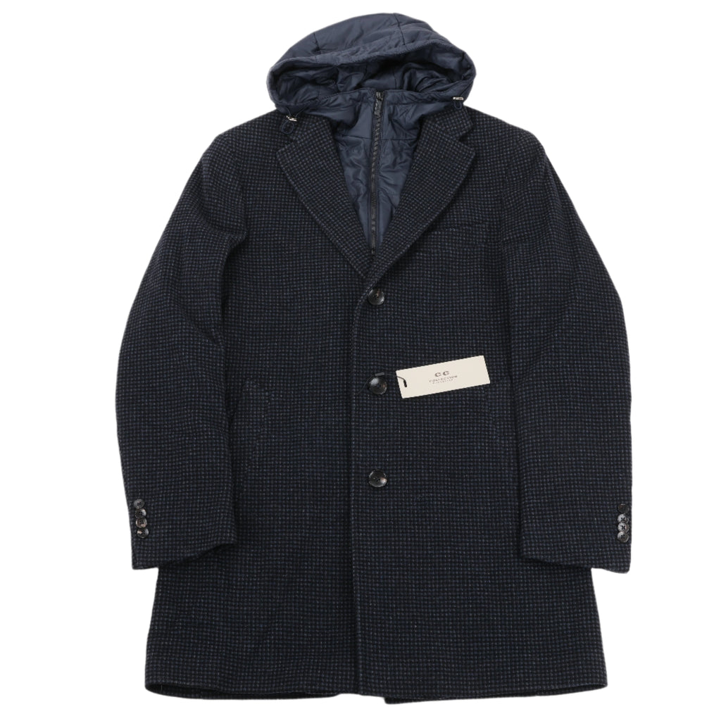Abrigo de lana Corneliani de la colección CC con capucha extraíble, talla 50